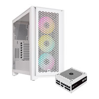 Corsair 4000D RGB Airflow White Chassis + Corsair RM750 White PSU Bundle