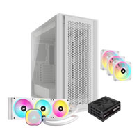 Corsair 5000D Core Airflow White + RM1000x Black PSU, 3X QX120 Fans + H150i RGB LINK Cooler