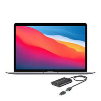 Apple MacBook Air 13" M1 Space Grey Laptop + SonnetTech DisplayLink Dual HDMI Adapter