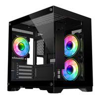 CIT Overseer Black MicroATX PC Case with 3x Celsius Dual-Ring Fans