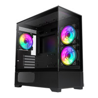 GameMax Vista Mini Black MicroATX PC Case with 3x Dual-Ring Infinity Fans