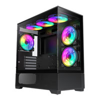 GameMax Vista Mini Black MicroATX PC Case with 6x Dual-Ring Infinity Fans